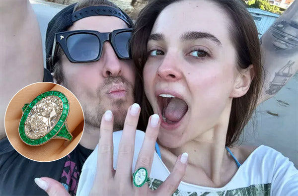 Vivid Verdant Halo Marks Charlotte Lawrence’s Expressive Engagement Ring
