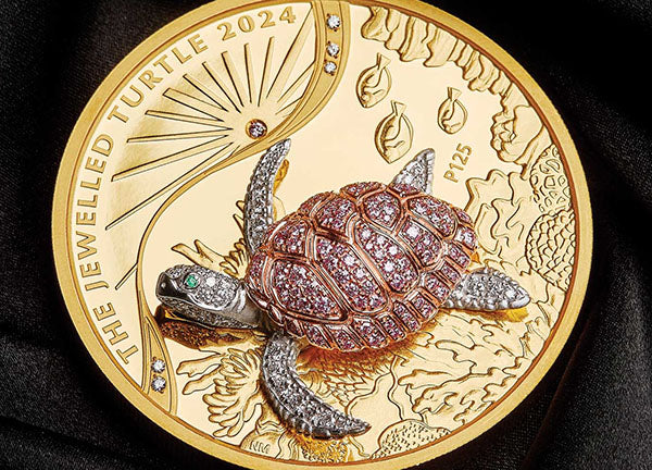 Perth Mint’s 3D ‘Jewelled’ Coin Features Turtle Adorned With 112 Pink Diamonds