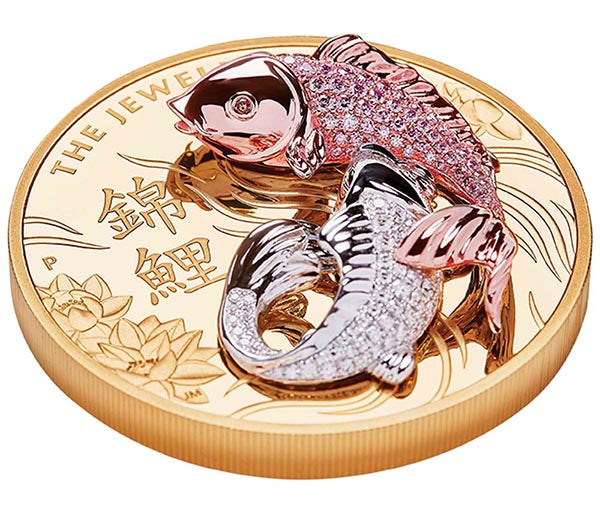 Two Diamond-Embellished Koi Adorn The Perth Mint’s Latest 3D ‘Jewelled’ Coin