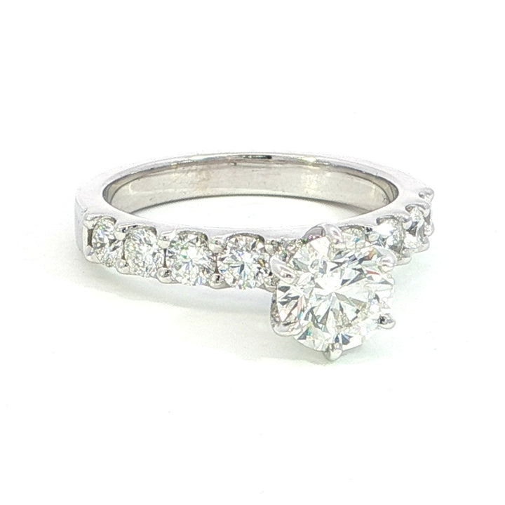 1.07 Center Natural GIA Diamond J color, SI1 Clarity Engagment Ring  with 10 accentiung diamonds 1.82 Total Carat Weight