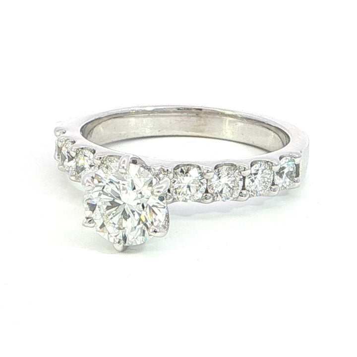 1.07 Center Natural GIA Diamond J color, SI1 Clarity Engagment Ring  with 10 accentiung diamonds 1.82 Total Carat Weight