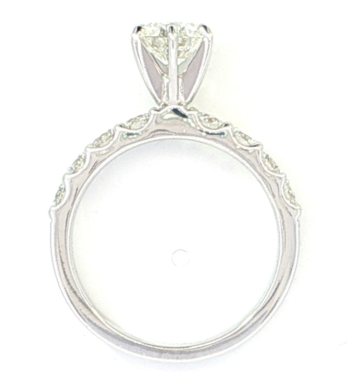 Shared Prong Style 14k White Gold Engagement Ring 1.82 Total Carat Weight