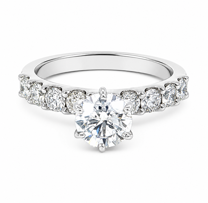 Shared Prong Style 14k White Gold Engagement Ring 1.82 Total Carat Weight