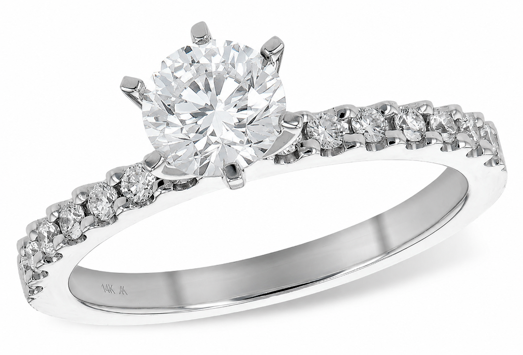Shared Prong Style 14k White Gold Engagement Ring 1.02 Total Carat Weight
