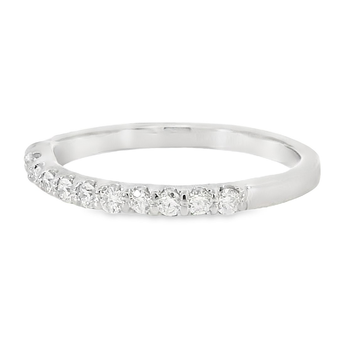 Curved Prong Set Platinum White Gold Polished .42ct Diamond Band