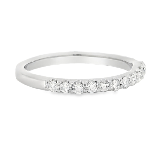 Curved Prong Set Platinum White Gold Polished .42ct Diamond Band