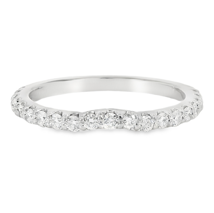 Curved Prong Set Platinum White Gold Polished .42ct Diamond Band