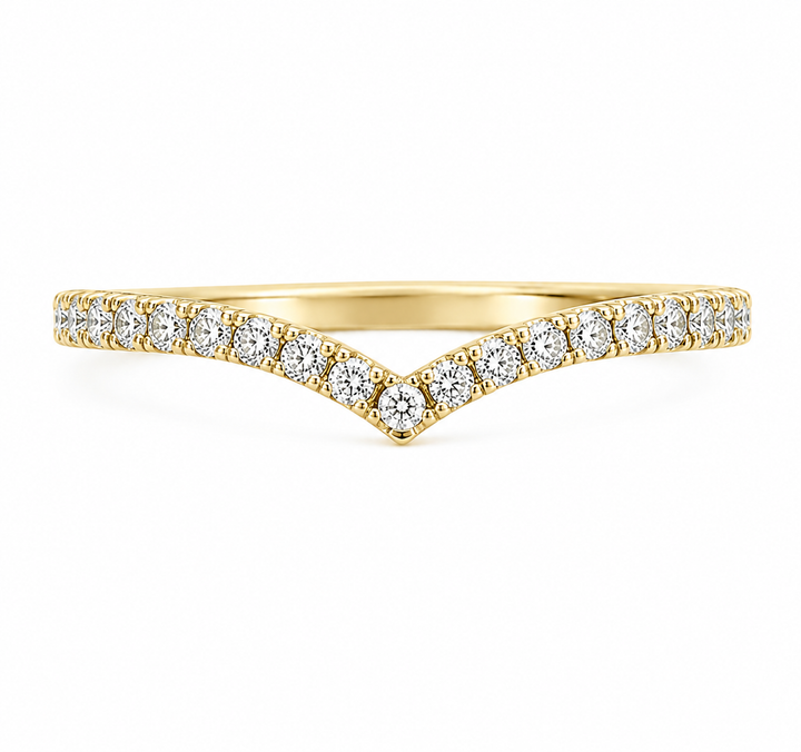 Curved Channel 14k Yellow Gold Polished .26ct Diamond Band