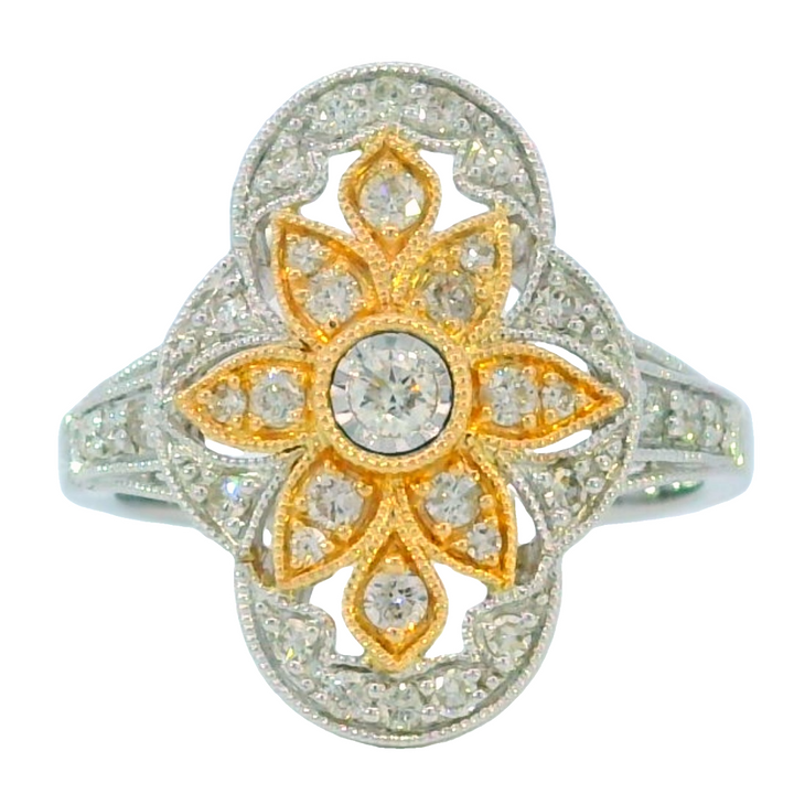 Diamond Antique Style Ring 14k Two-Tone .40ct Total