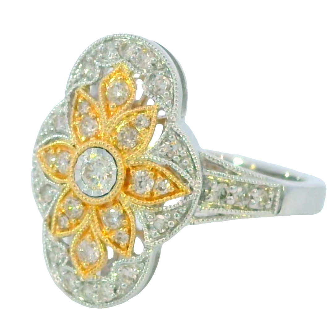 Diamond Antique Style Ring 14k Two-Tone .40ct Total