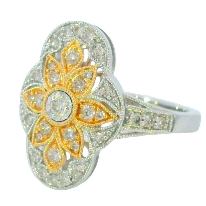Diamond Antique Style Ring 14k Two-Tone .40ct Total