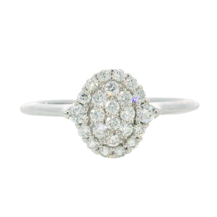 Diamond Cluster Style Ring 14k White Gold .33ct Total