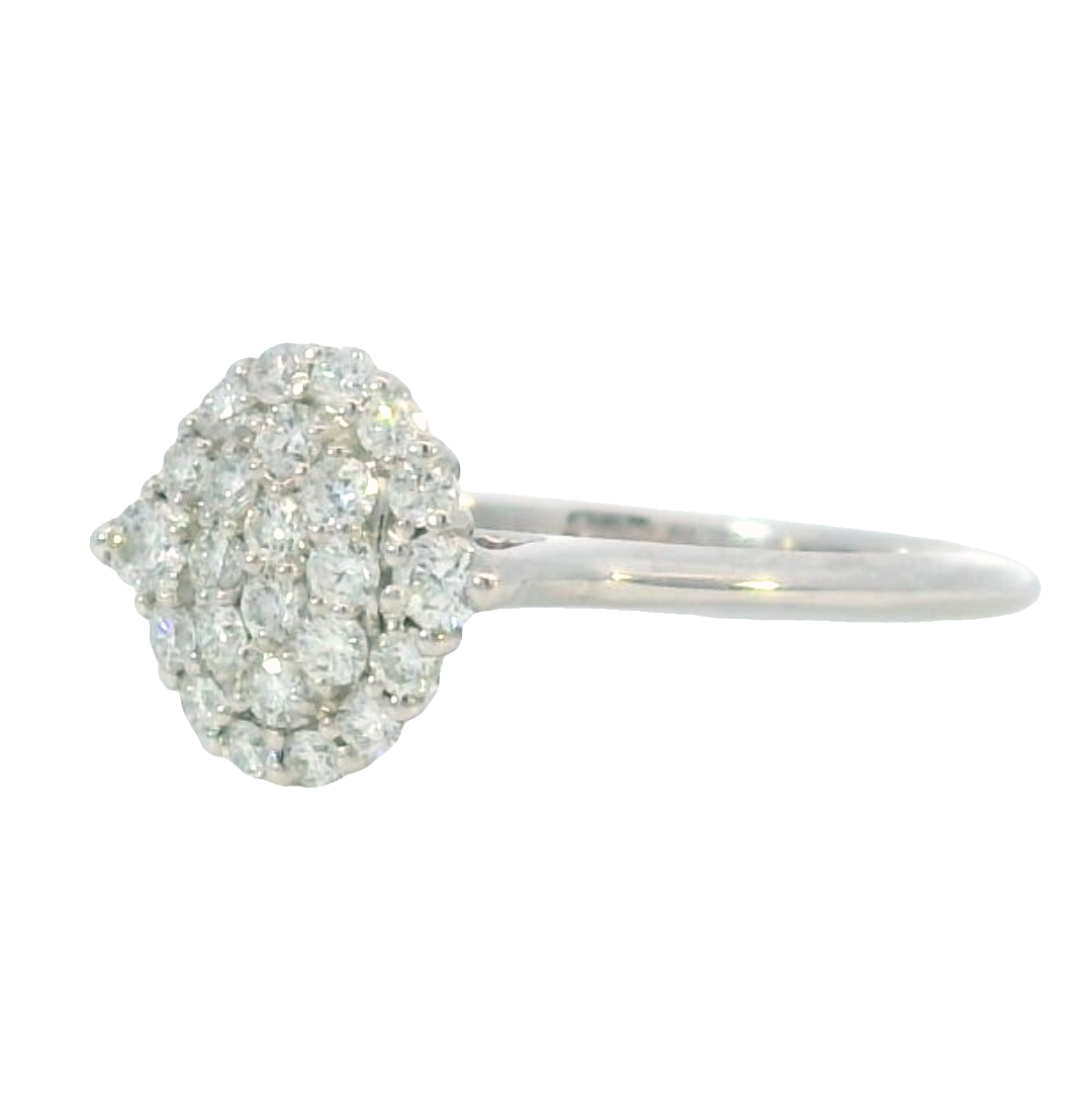 Diamond Cluster Style Ring 14k White Gold .33ct Total