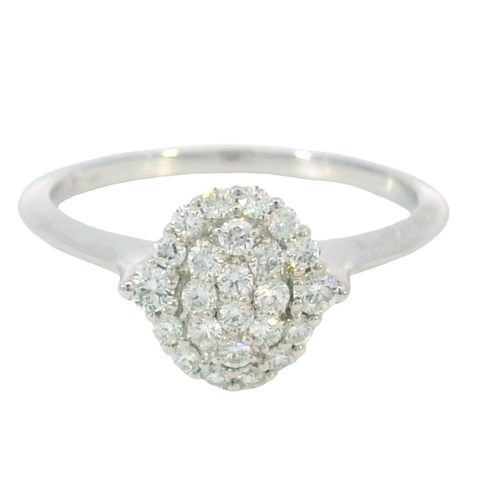 Diamond Cluster Style Ring 14k White Gold .33ct Total