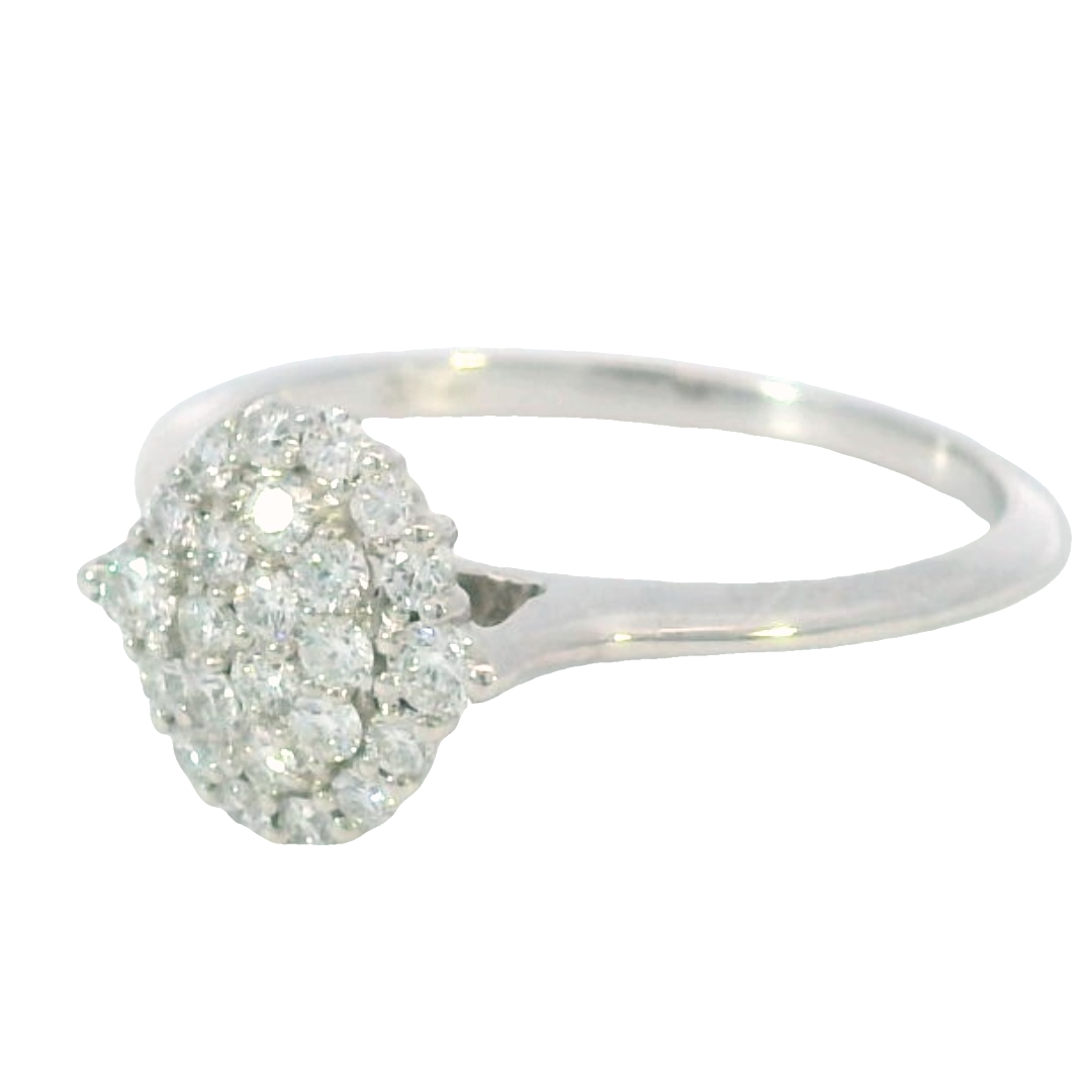 Diamond Cluster Style Ring 14k White Gold .33ct Total