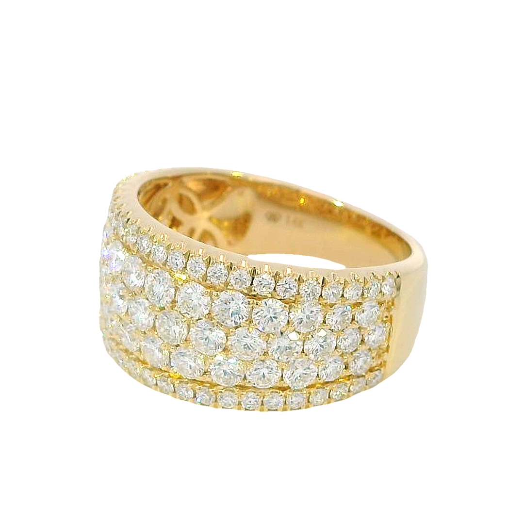 Diamond Cluster Style Ring 14k Yellow Gold .87ct Total