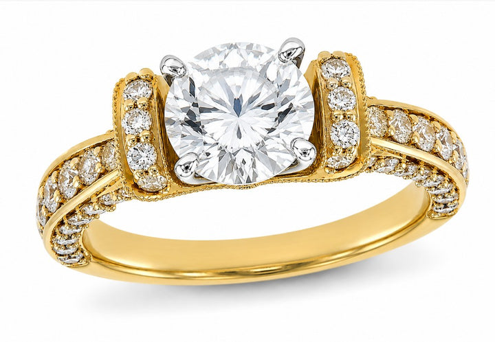 Vintage Style Engagement Ring Mounting 14k Yellow Gold 1.00ct total Carat Weight
