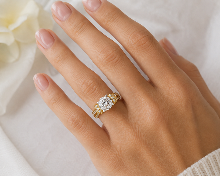 Vintage Style Engagement Ring Mounting 14k Yellow Gold 1.00ct total Carat Weight
