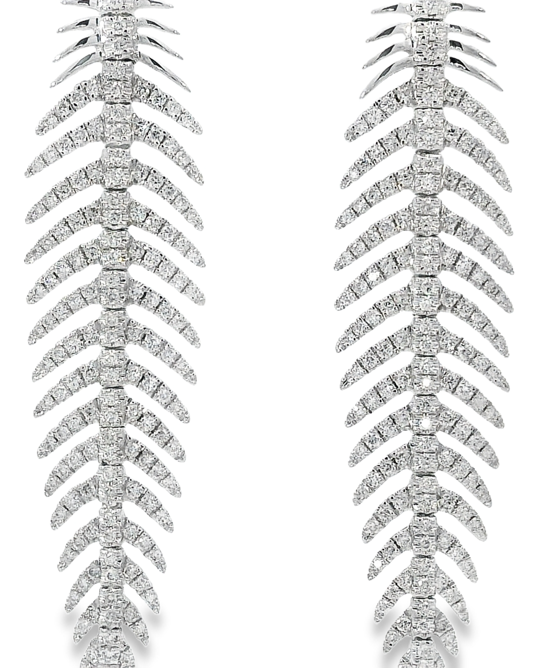 14k White Gold Flexible Leaf Drop .80ct Total Natural Diamond Earrings