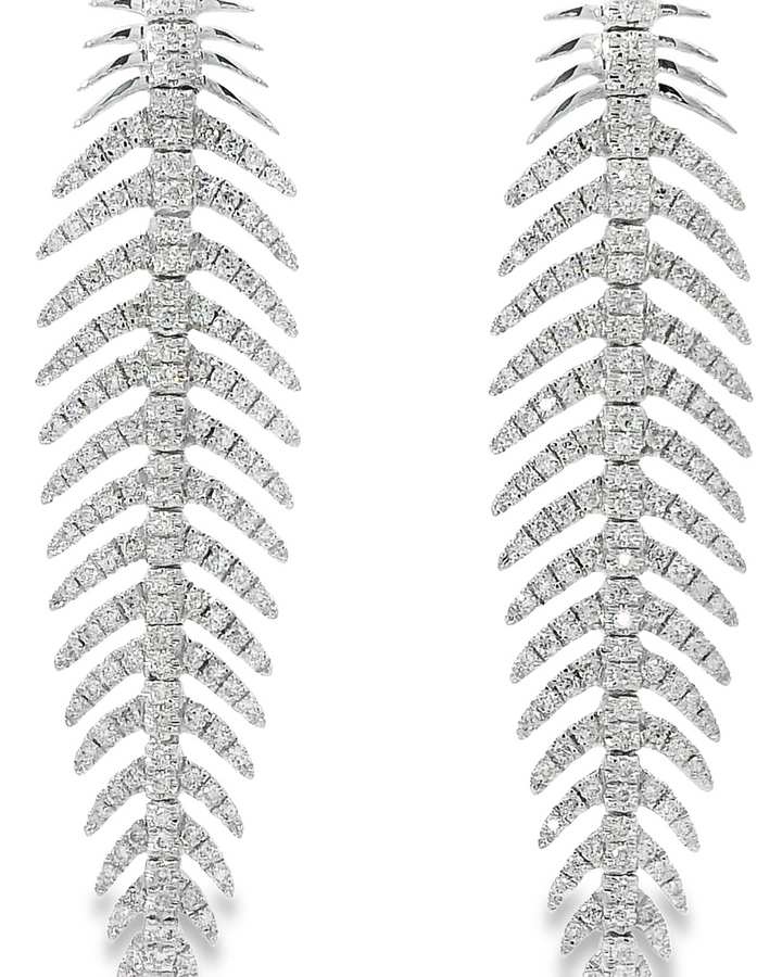 14k White Gold Flexible Leaf Drop .80ct Total Natural Diamond Earrings