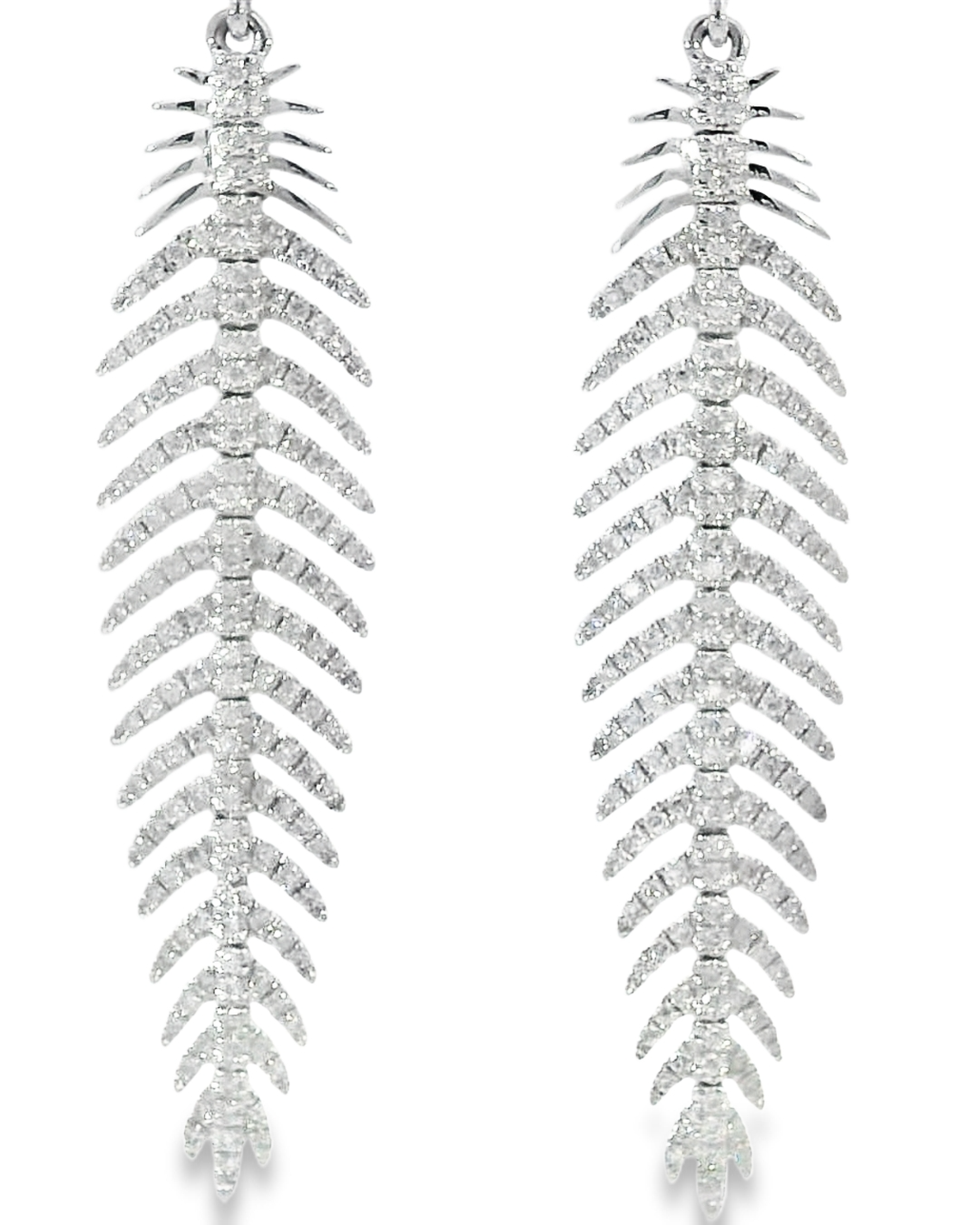 14k White Gold Flexible Leaf Drop .80ct Total Natural Diamond Earrings