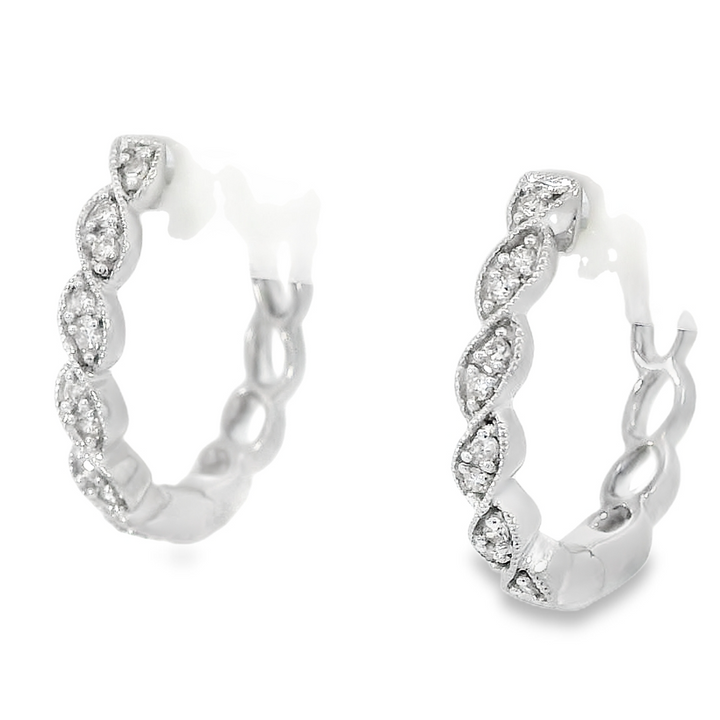 Milgrain Twisted Hoop Diamond Earrings, Sterling Silver