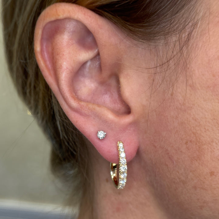 14k Yellow Gold Elongated Medium Hoop 1.00ct Total Natural Diamond Earrings