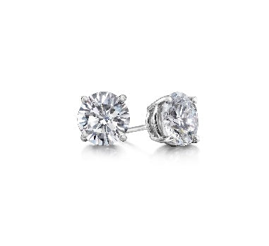 .50ct Total Lab Grown Diamond 4 Prong Stud Earrings F VS 14k White Gold