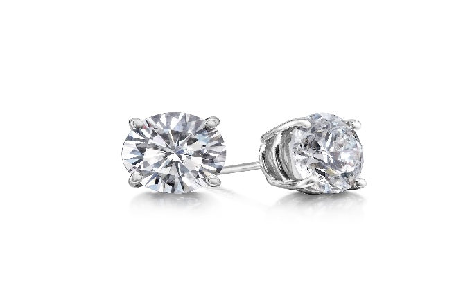 .83ct Total Lab Grown Diamond 4 Prong Stud Earrings F SI+ 14k White Gold