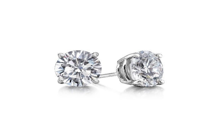 3.01ct Total Lab Grown Diamond 4 Prong Stud Earrings F SI 14k White Gold