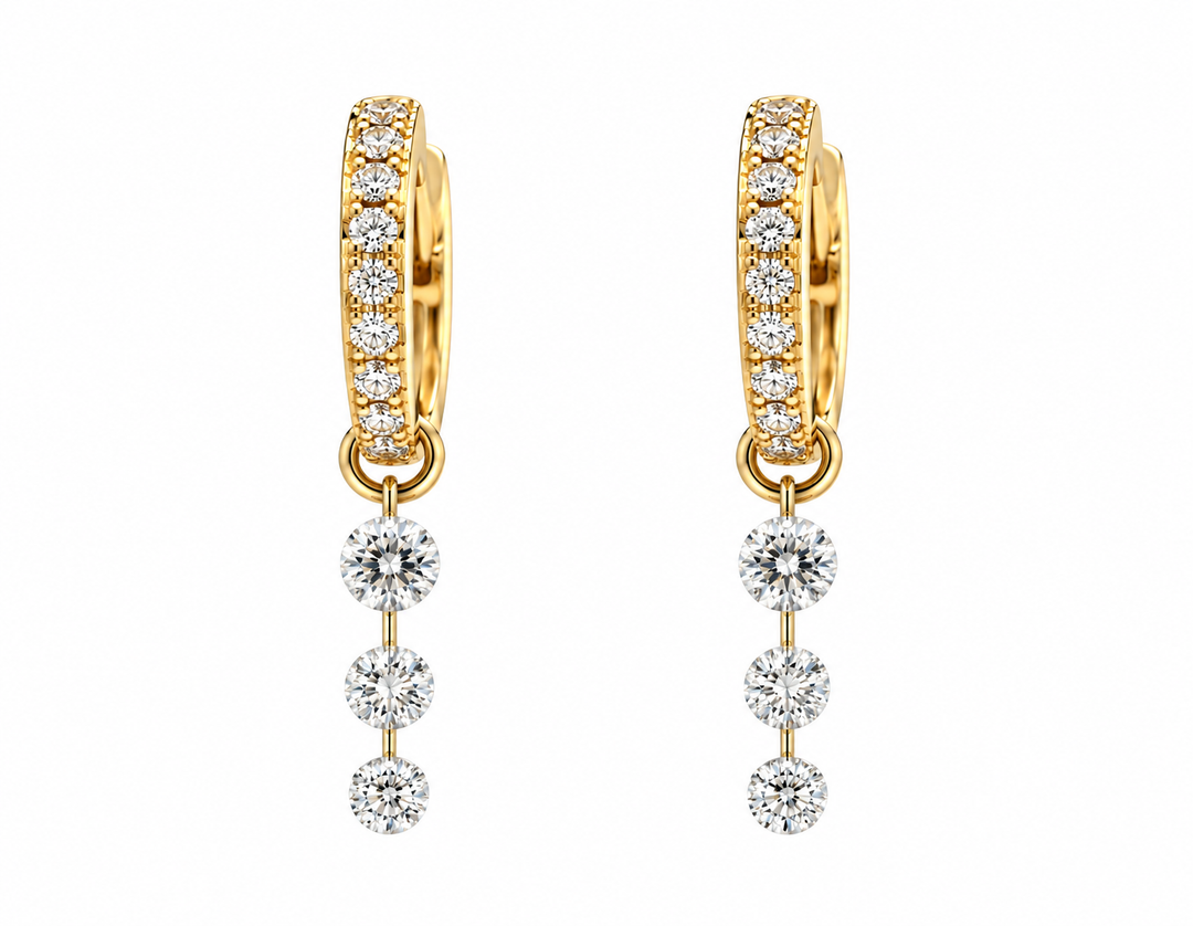 1.17ctw Total Lab Grown Diamond Drop Earrings E-F VS1/VS2 14k Yellow Gold