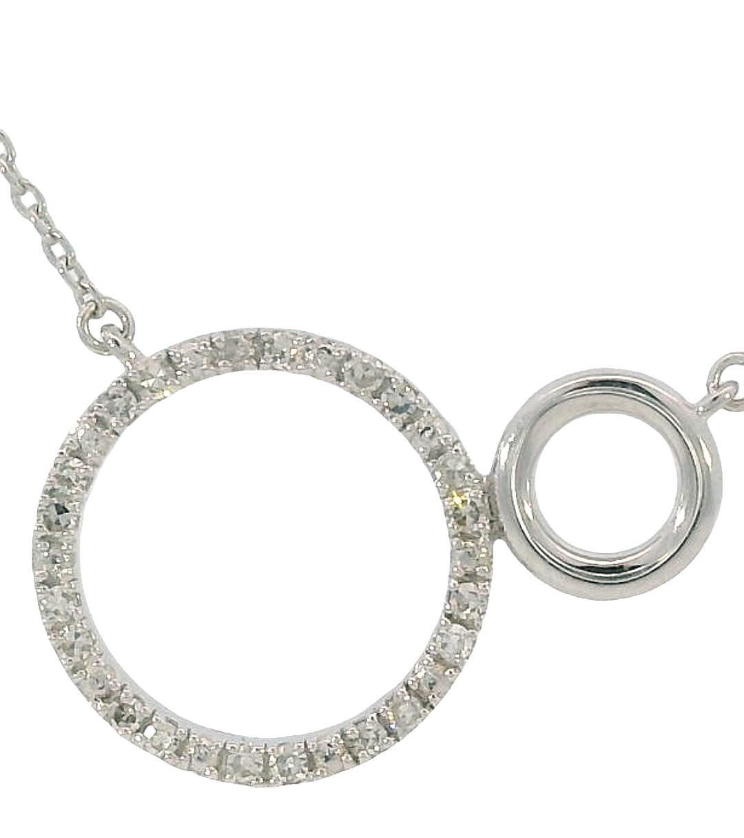 Double Circle Free Form Diamond Necklace .10ct total Sterling Silver
