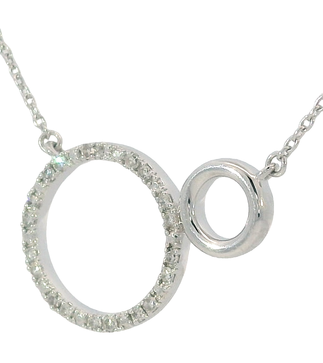 Double Circle Free Form Diamond Necklace .10ct total Sterling Silver