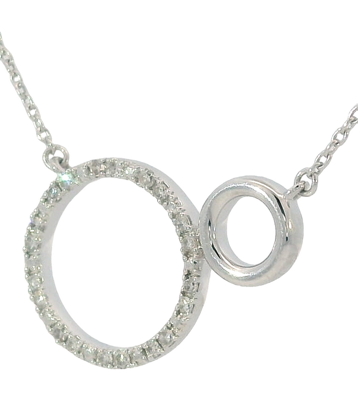Double Circle Free Form Diamond Necklace .10ct total Sterling Silver