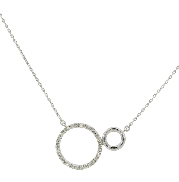 Double Circle Free Form Diamond Necklace .10ct total Sterling Silver