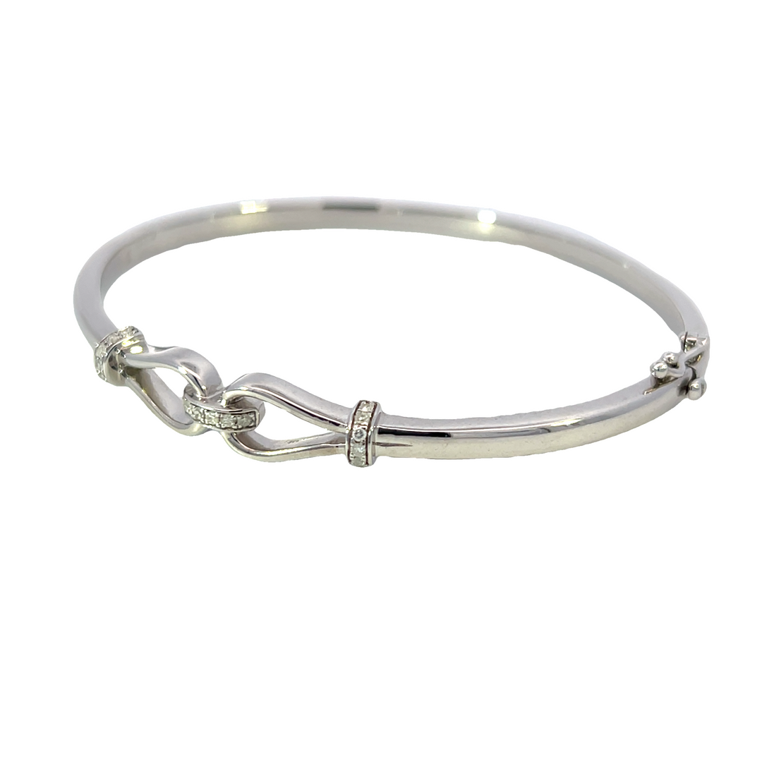 Sterling Silver Bangle .16ct Total Diamond Bracelet