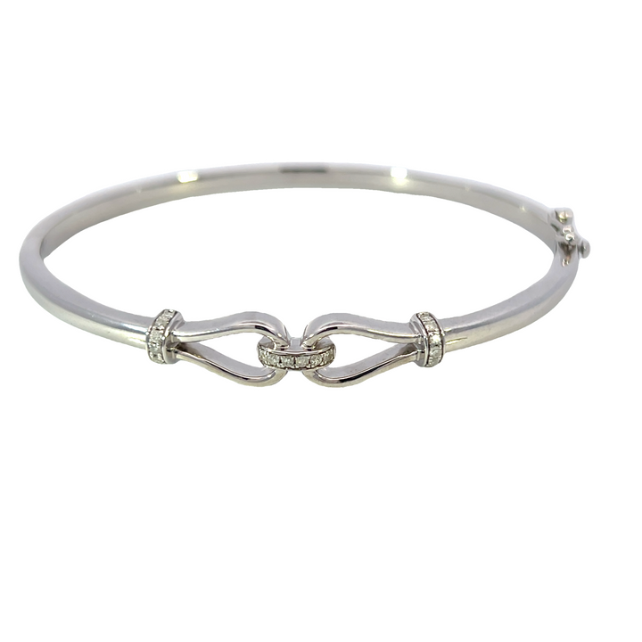 Sterling Silver Bangle .16ct Total Diamond Bracelet