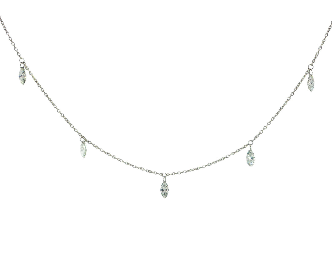 Station Style 14k White Gold Lab Grown Diamond Necklace