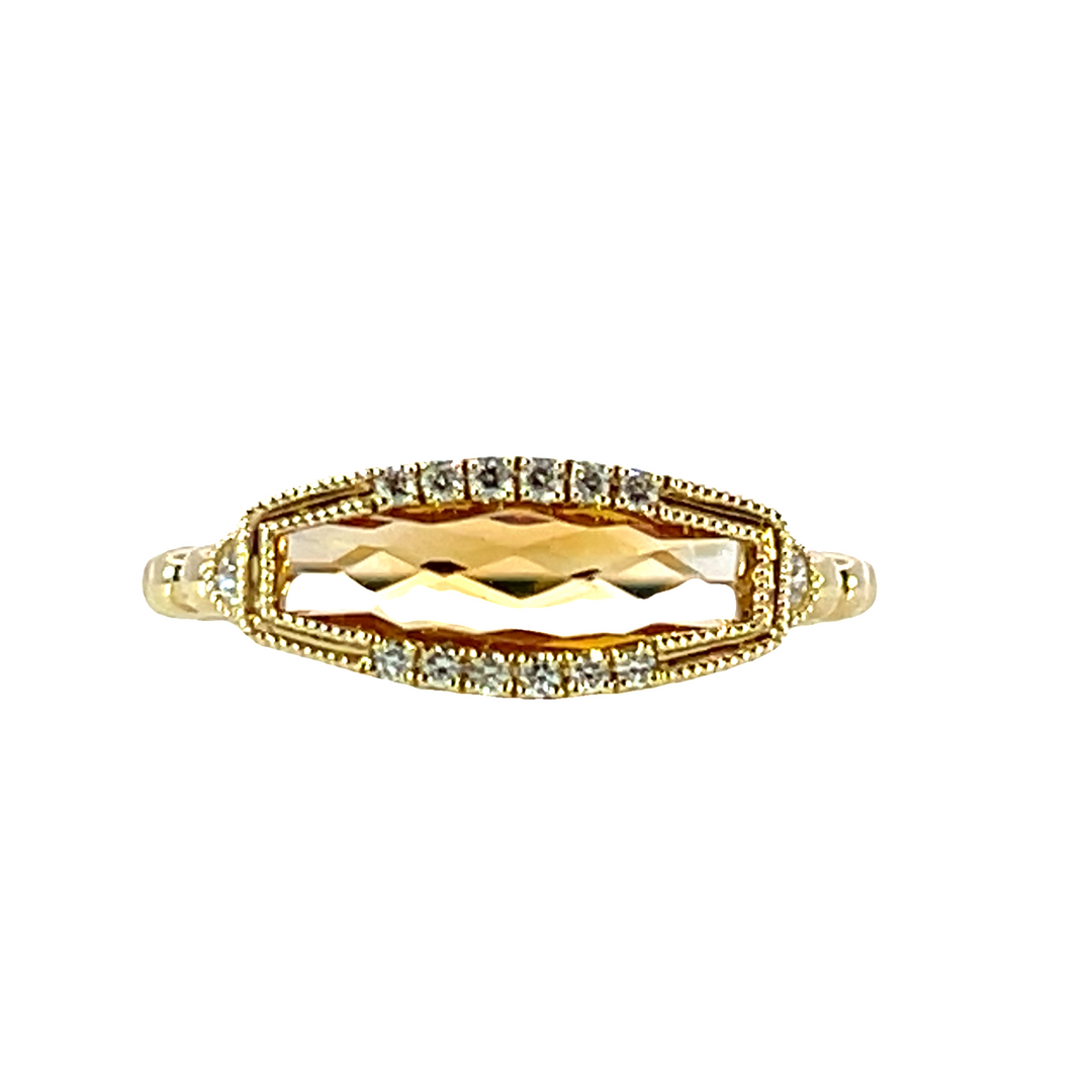 14k Yellow Gold Cushion Citrine Geometric Ring