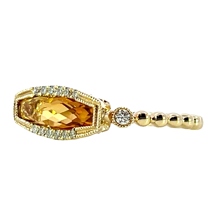 14k Yellow Gold Cushion Citrine Geometric Ring