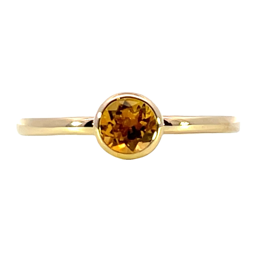 14k Yellow Gold Round Citrine Solitaire Ring