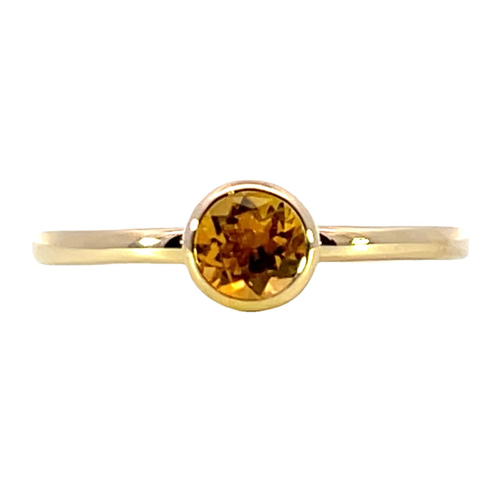 14k Yellow Gold Round Citrine Solitaire Ring
