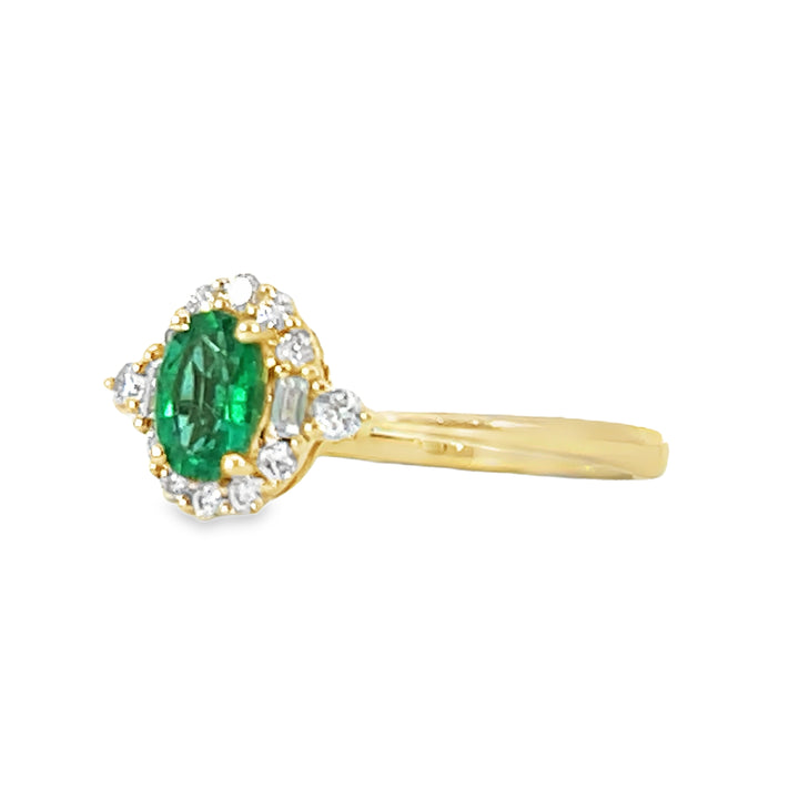 14k Yellow Gold Oval Emerald Solitaire Ring