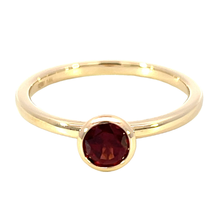 14k Yellow Gold Round Mozambique Garnet Solitaire Ring