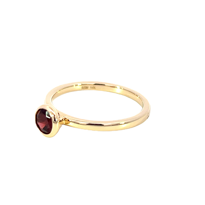 14k Yellow Gold Round Mozambique Garnet Solitaire Ring