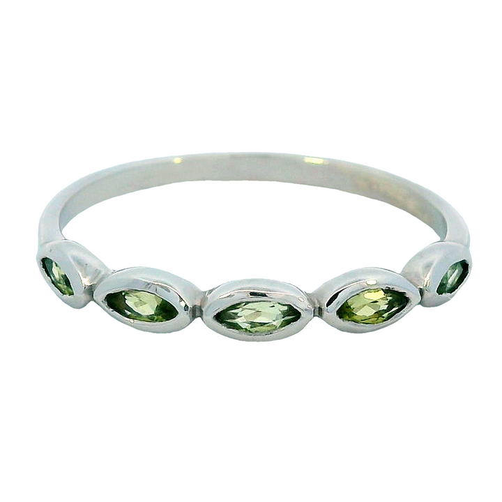 14k White Gold Marquise Pearl 5 Stone Ring