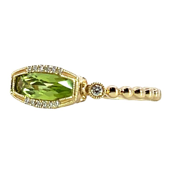 14k Yellow Gold Cushion Peridot Geometric Ring