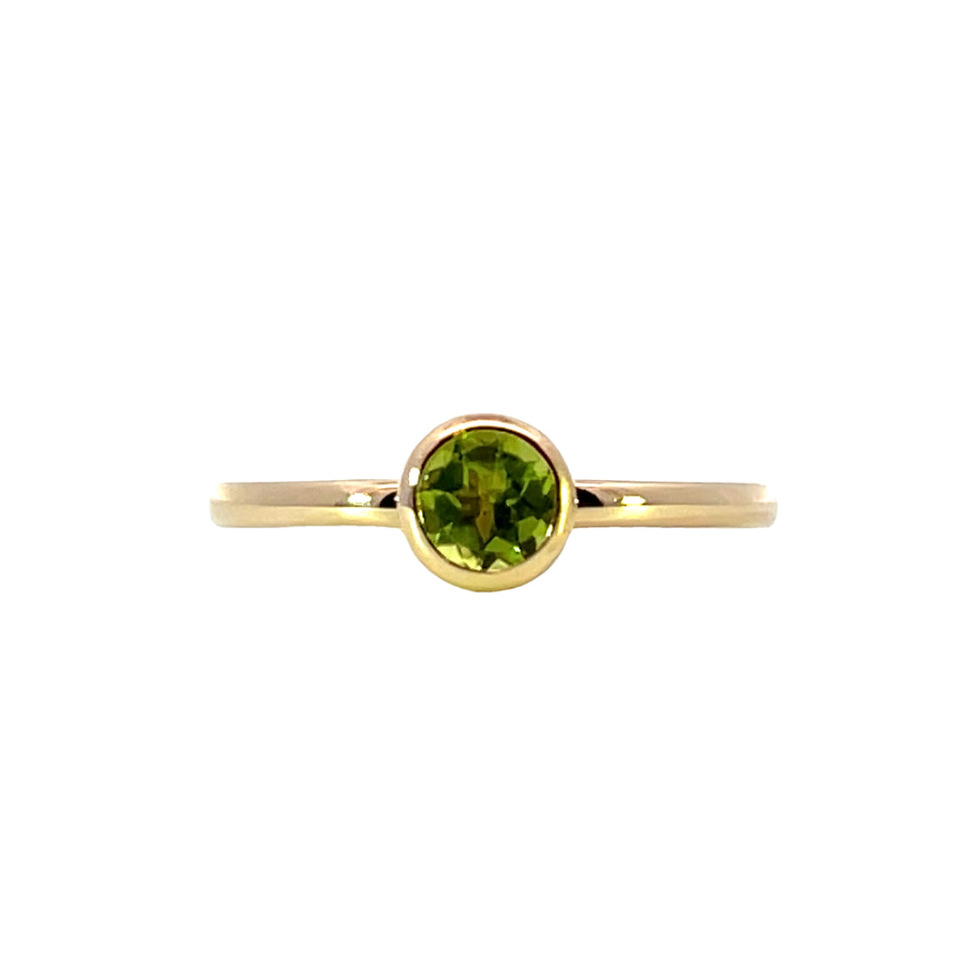 14k Yellow Gold Round Peridot Solitaire Ring