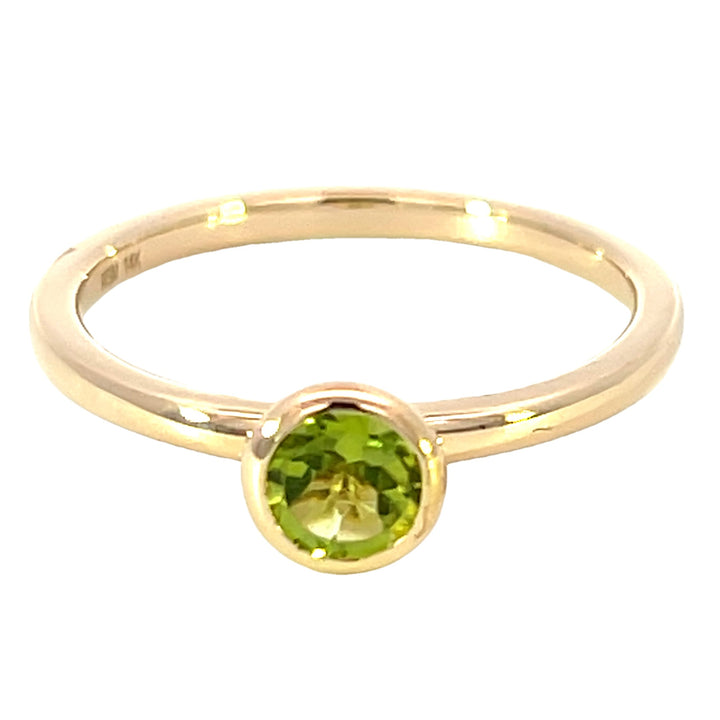 14k Yellow Gold Round Peridot Solitaire Ring