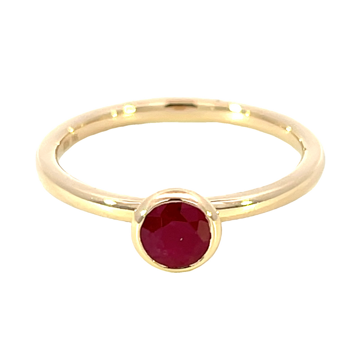14k Yellow Gold Round Ruby Solitaire Ring